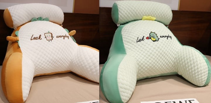 Lendensteunkussen met leesrugsteun, armleuningen en afneembare nekrol voor in bed