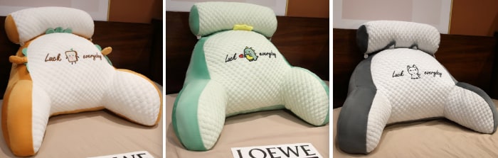 Lendensteunkussen met leesrugsteun, armleuningen en afneembare nekrol voor in bed