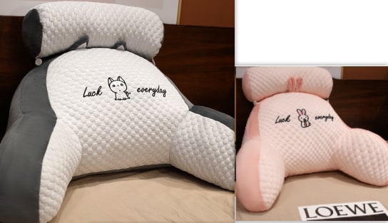 Lendensteunkussen met leesrugsteun, armleuningen en afneembare nekrol voor in bed