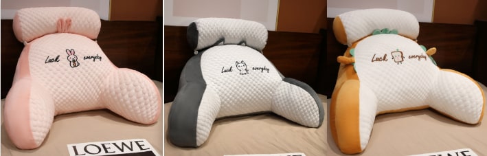 Lendensteunkussen met leesrugsteun, armleuningen en afneembare nekrol voor in bed