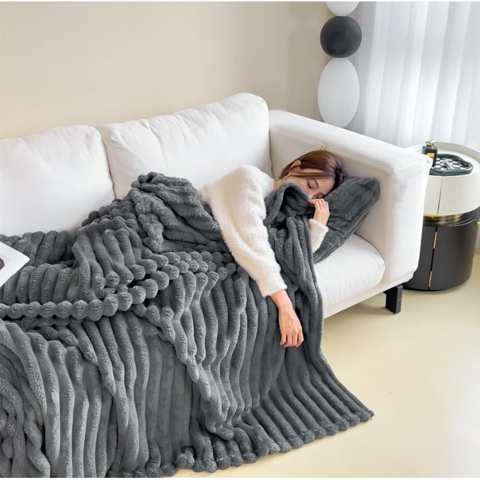 Luxe imitatiebont plaid met dubbelzijdige pluche pool en bijpassende kussensloop