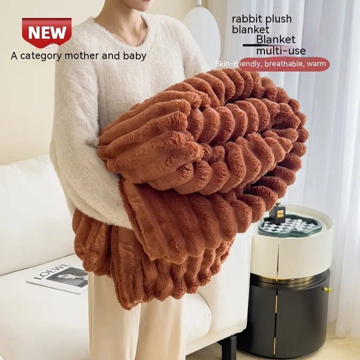 Luxe imitatiebont plaid met dubbelzijdige pluche pool en bijpassende kussensloop