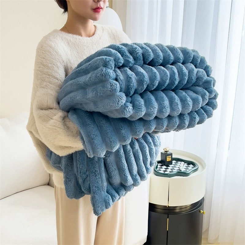 Luxe imitatiebont plaid met dubbelzijdige pluche pool en bijpassende kussensloop