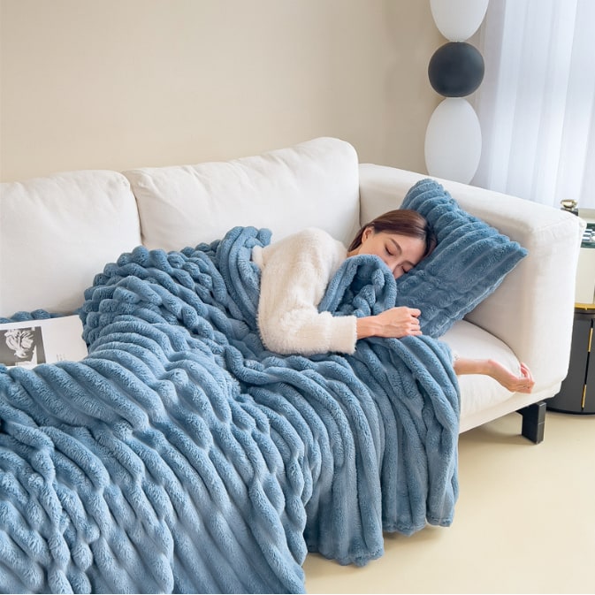Luxe imitatiebont plaid met dubbelzijdige pluche pool en bijpassende kussensloop