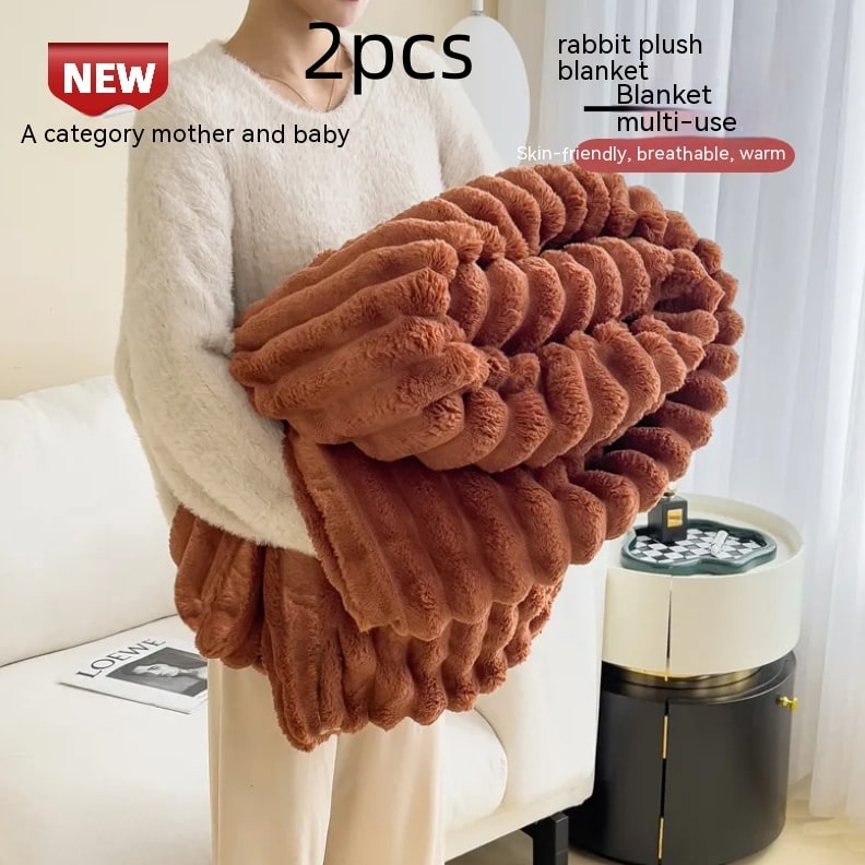Luxe imitatiebont plaid met dubbelzijdige pluche pool en bijpassende kussensloop