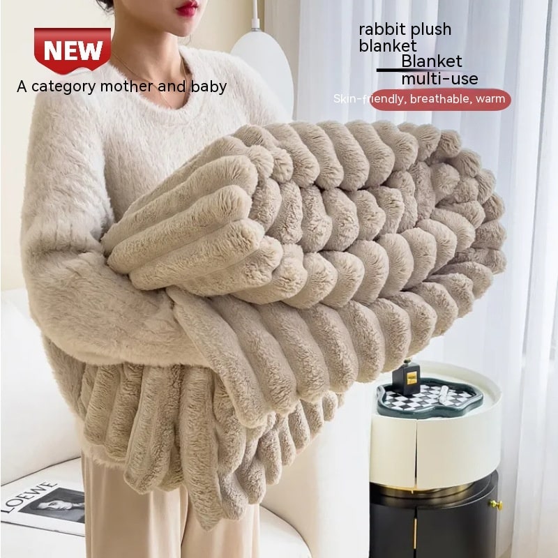 Luxe imitatiebont plaid met dubbelzijdige pluche pool en bijpassende kussensloop