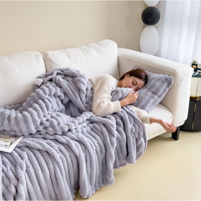 Luxe imitatiebont plaid met dubbelzijdige pluche pool en bijpassende kussensloop