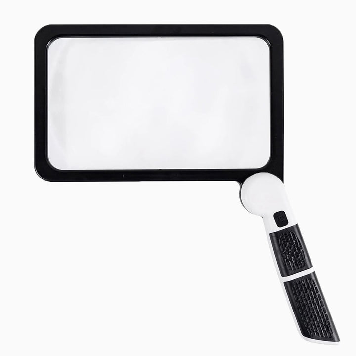Vergrootglas met licht, led, voor lezen, handmodel, rechthoekig, met opklapbaar handvat