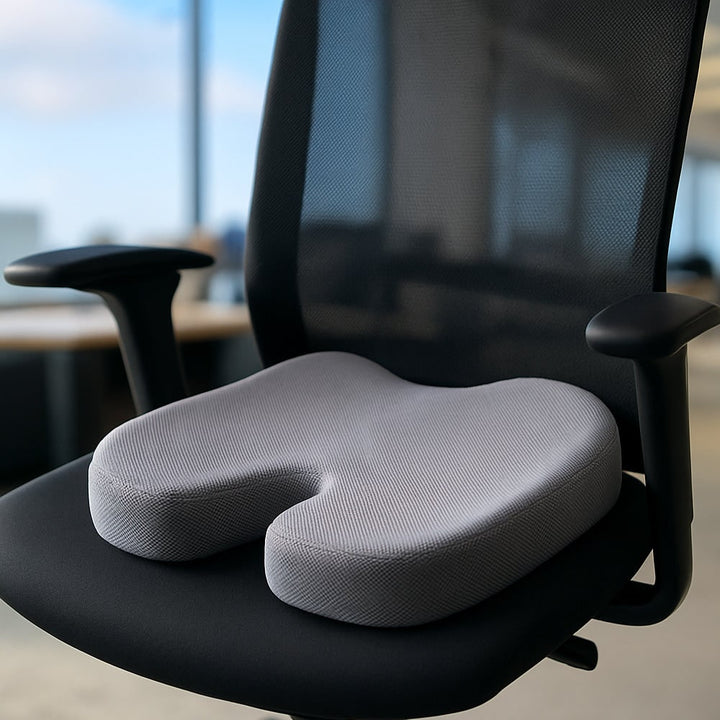Ergonomisch bureaustoelkussen van traagschuim met orthopedische stuitontlasting en gellaag