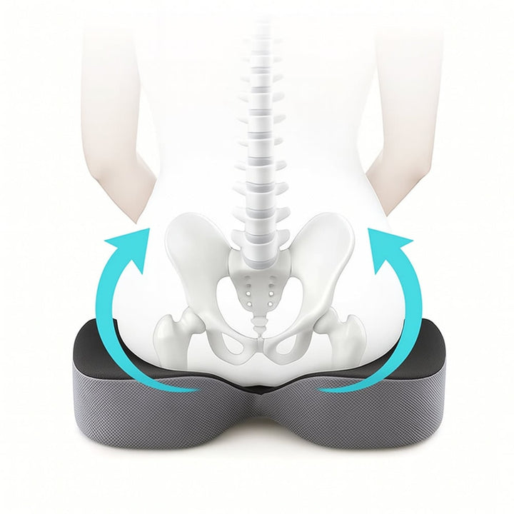 Ergonomisch bureaustoelkussen van traagschuim met orthopedische stuitontlasting en gellaag