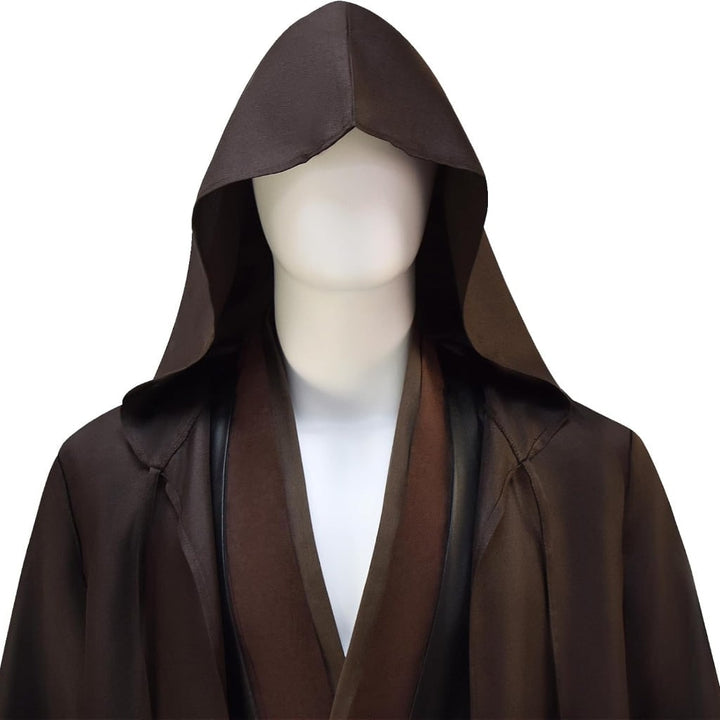 Heren Halloween cosplay ruimteridder kostuum met gewaad met capuchon, tuniek, broek en riemset voor volwassenen