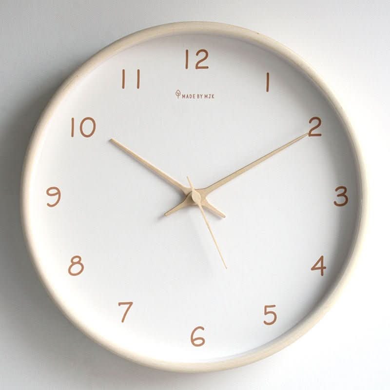 Minimalistische analoge houten wandklok, stil, rond, 10 inch, geruisloos