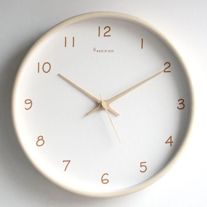 Minimalistische analoge houten wandklok, stil, rond, 10 inch, geruisloos