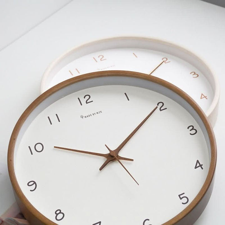 Minimalistische analoge houten wandklok, stil, rond, 10 inch, geruisloos