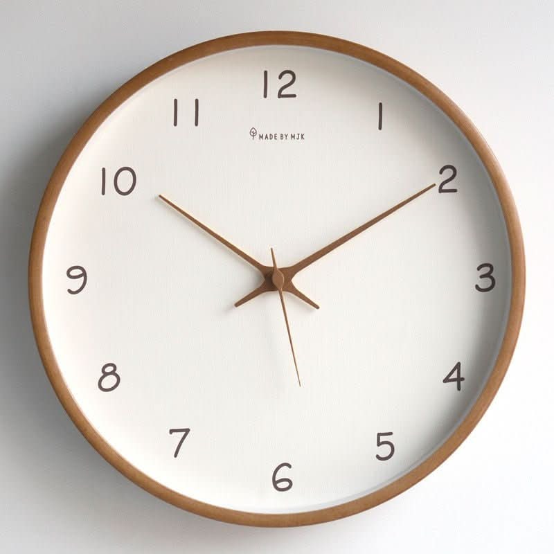 Minimalistische analoge houten wandklok, stil, rond, 10 inch, geruisloos