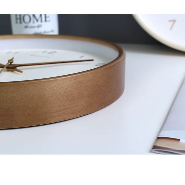 Minimalistische analoge houten wandklok, stil, rond, 10 inch, geruisloos