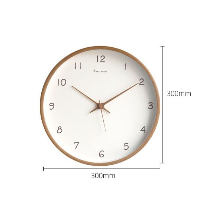 Minimalistische analoge houten wandklok, stil, rond, 10 inch, geruisloos