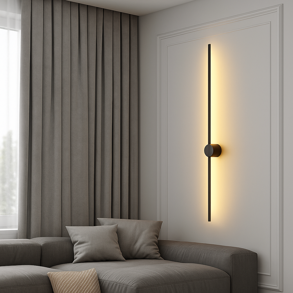 Moderne eigentijdse lineaire LED-wandlamp met indirecte achtergrondverlichting