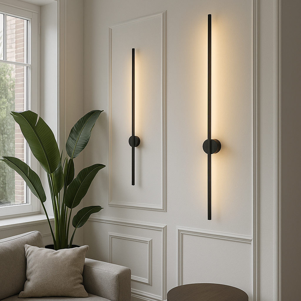 Moderne eigentijdse lineaire LED-wandlamp met indirecte achtergrondverlichting
