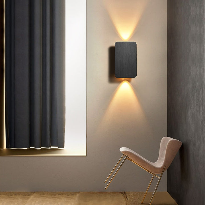 Moderne eigentijdse wandlamp LED rechthoekig opbouw metalen armatuur binnen