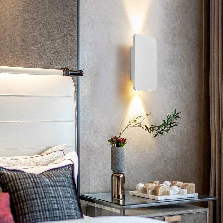 Moderne eigentijdse wandlamp LED rechthoekig opbouw metalen armatuur binnen