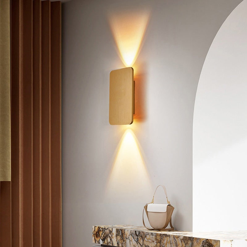 Moderne eigentijdse wandlamp LED rechthoekig opbouw metalen armatuur binnen