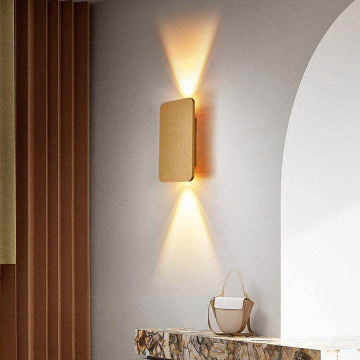 Moderne eigentijdse wandlamp LED rechthoekig opbouw metalen armatuur binnen