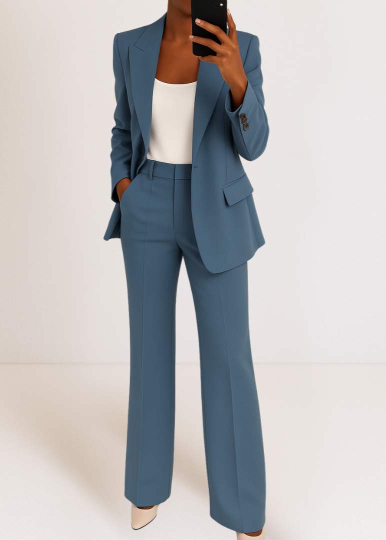 Dames tweedelig set: getailleerde blazer en broek (loungeset)