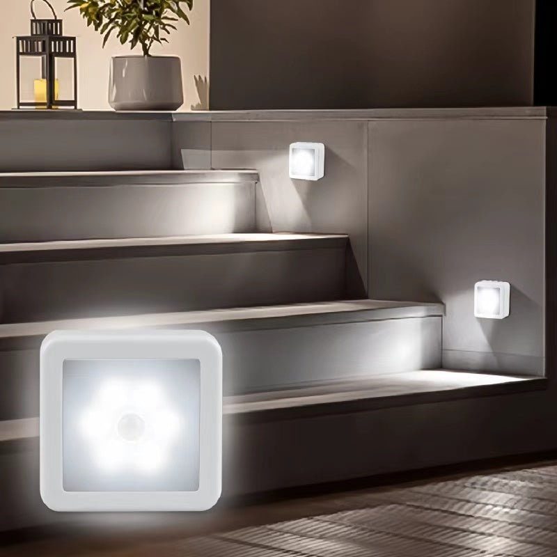 Bewegingssensor nachtlampje met 6 LED-lampjes op batterijen zelfklevend wandmontage