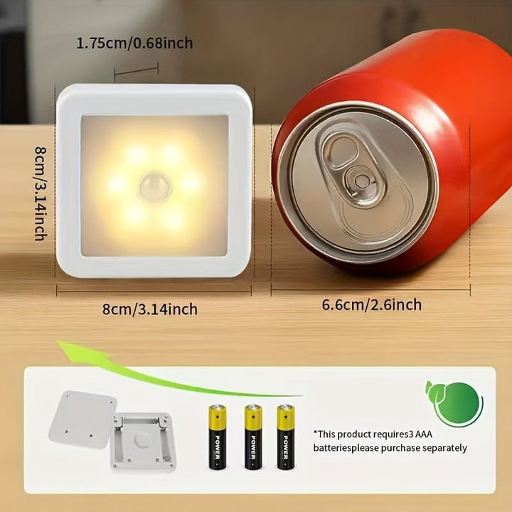 Bewegingssensor nachtlampje met 6 LED-lampjes op batterijen zelfklevend wandmontage
