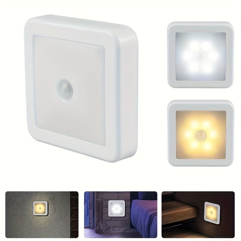 Bewegingssensor nachtlampje met 6 LED-lampjes op batterijen zelfklevend wandmontage
