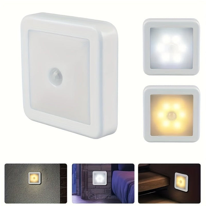 Bewegingssensor nachtlampje met 6 LED-lampjes op batterijen zelfklevend wandmontage