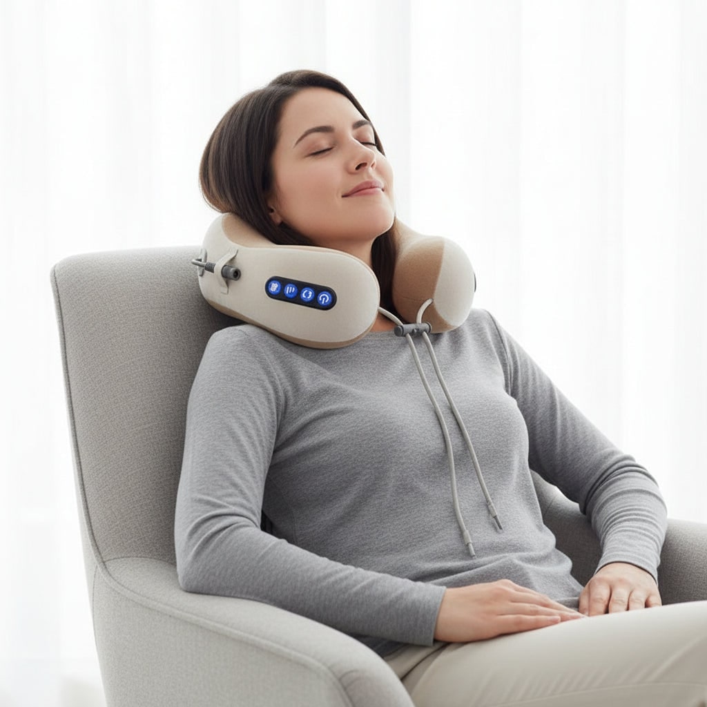 Nekmassagekussen en schouders met warmte, oplaadbaar U-vormig verwarmend massageapparaat