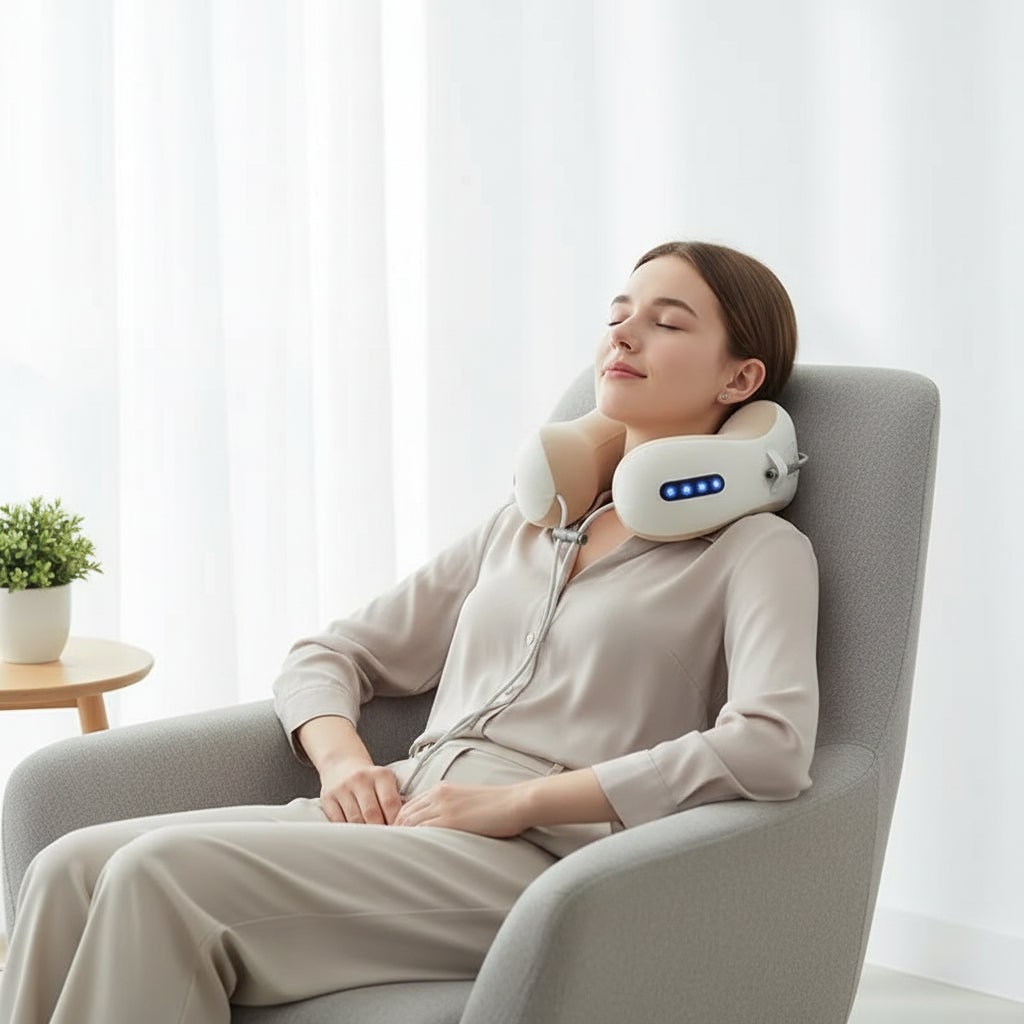 Nekmassagekussen en schouders met warmte, oplaadbaar U-vormig verwarmend massageapparaat