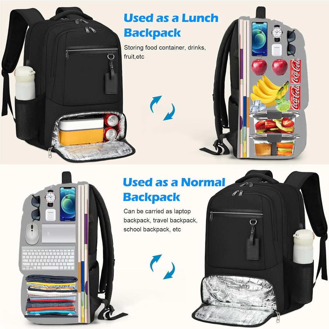 Waterdichte Laptop & Lunch Rugzak met USB Poort – Multi-Vak Reistas Valtor