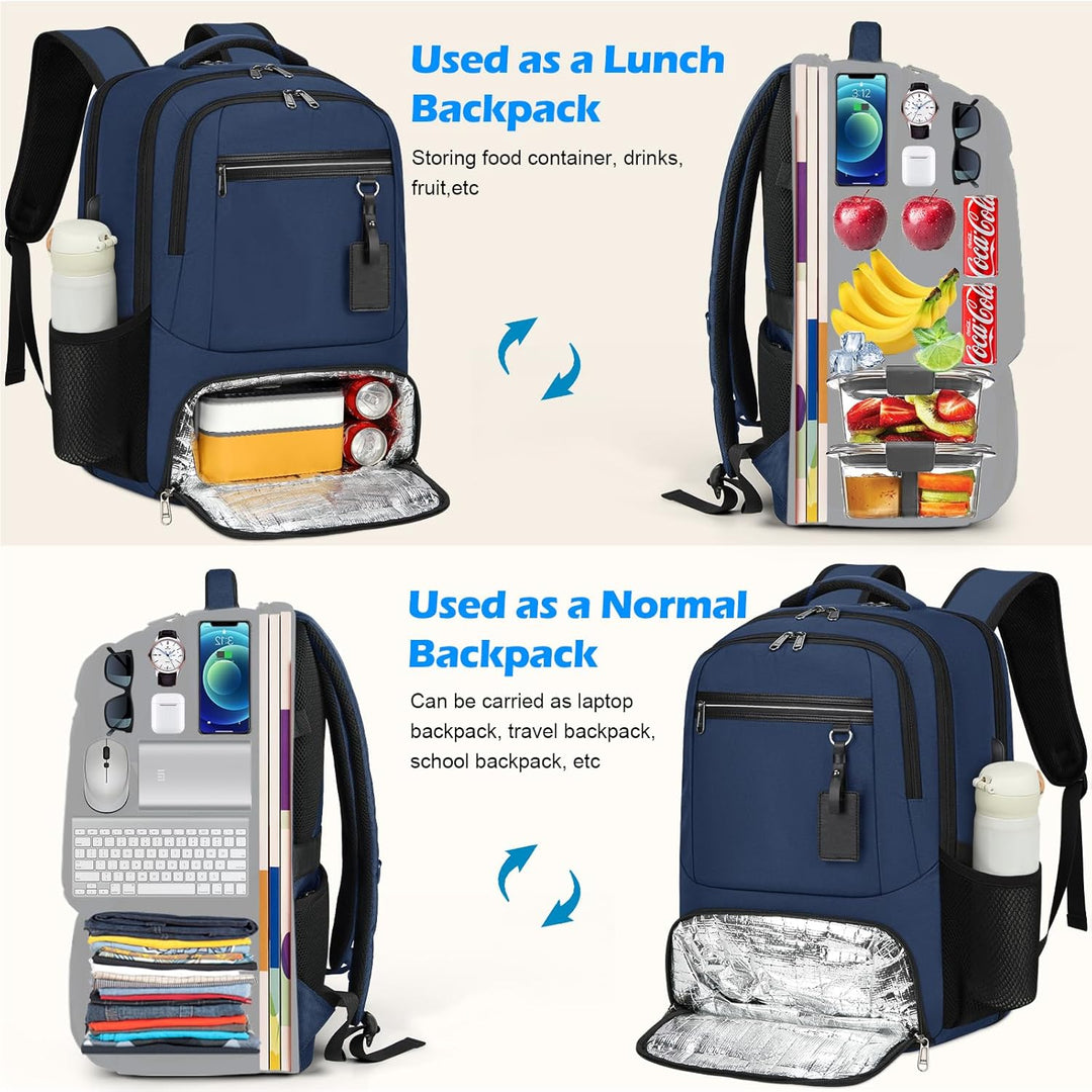 Waterdichte Laptop & Lunch Rugzak met USB Poort – Multi-Vak Reistas Valtor