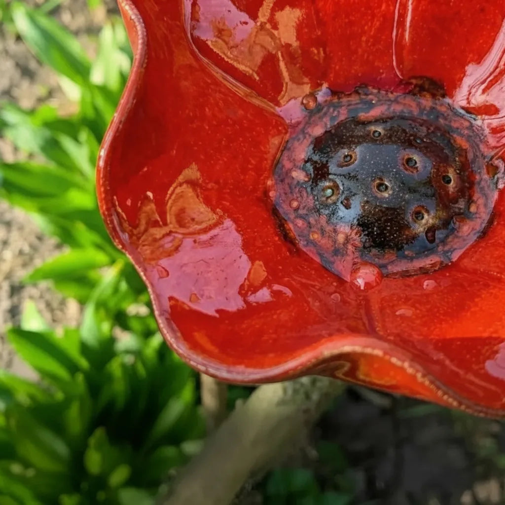 Metalen klaproos-vogeldrinkplaats-stekker – tuin- en balkondecoratie, 60 cm