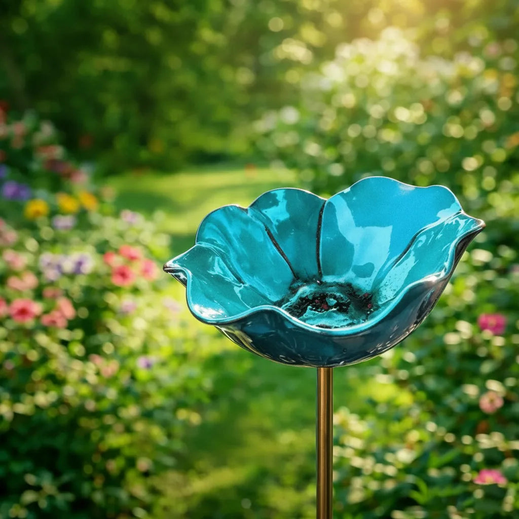 Metalen klaproos-vogeldrinkplaats-stekker – tuin- en balkondecoratie, 60 cm