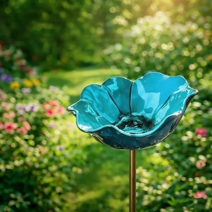 Metalen klaproos-vogeldrinkplaats-stekker – tuin- en balkondecoratie, 60 cm