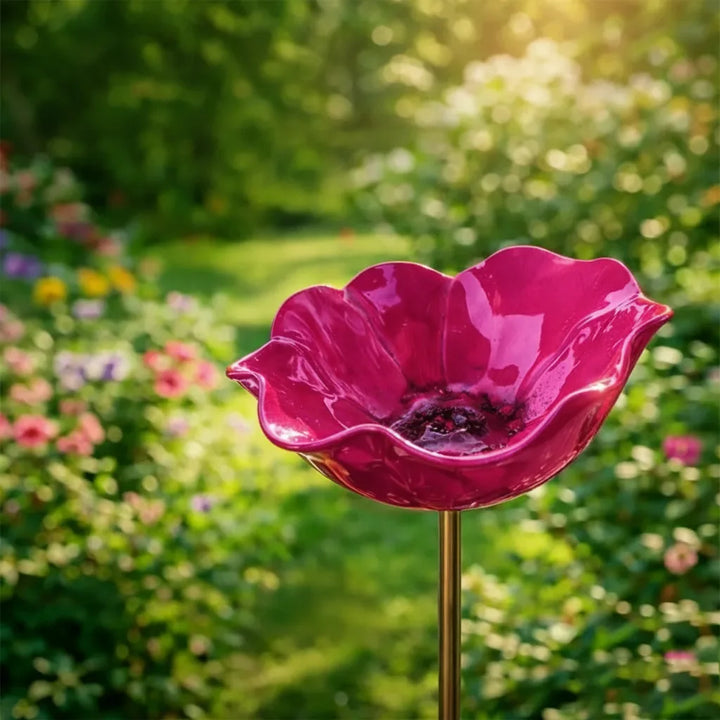 Metalen klaproos-vogeldrinkplaats-stekker – tuin- en balkondecoratie, 60 cm