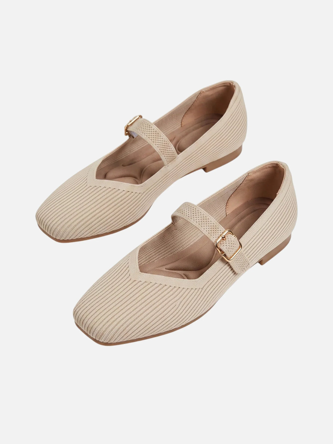 Gebreide Mary Jane Ballerina's voor Dames met Vierkante Neus