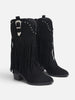 Imitatiesuède Cowboylaarzen voor Dames met Franjes en Studs
