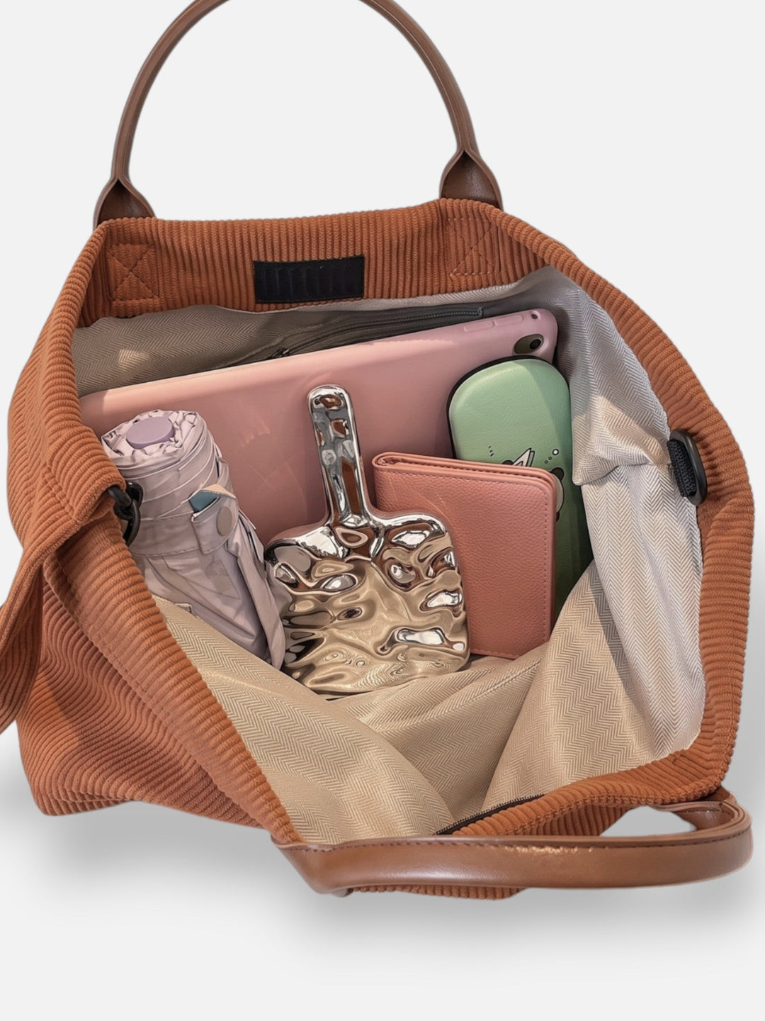 Ribfluwelen Shopper voor Dames met Letters