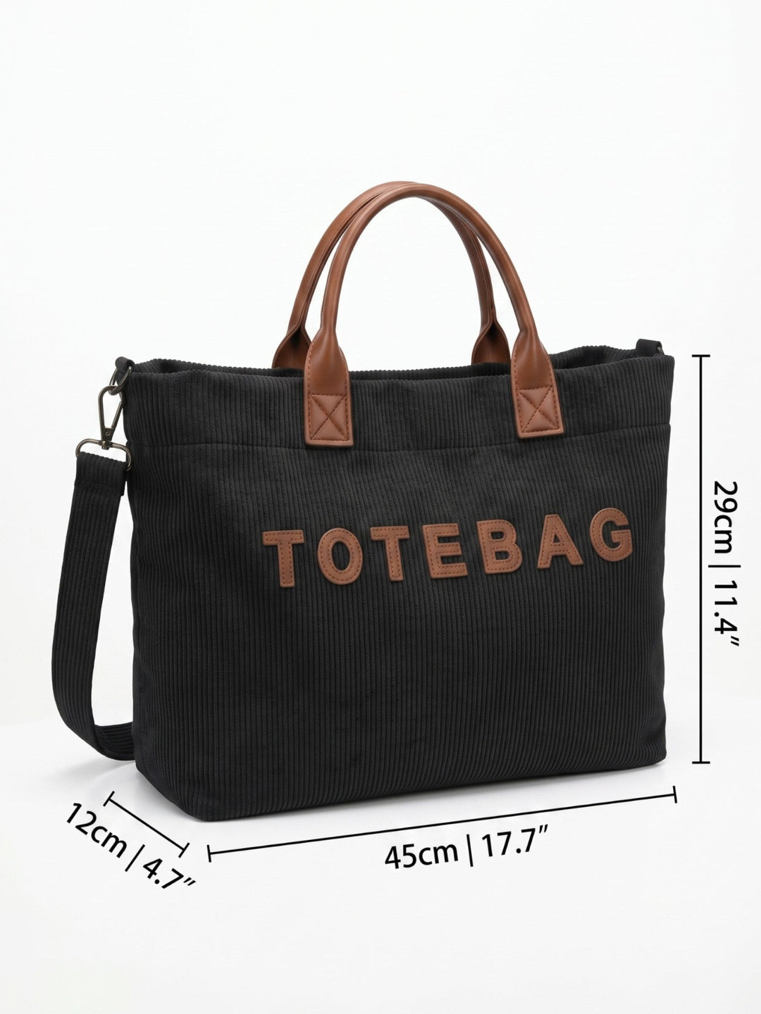 Ribfluwelen Shopper voor Dames met Letters