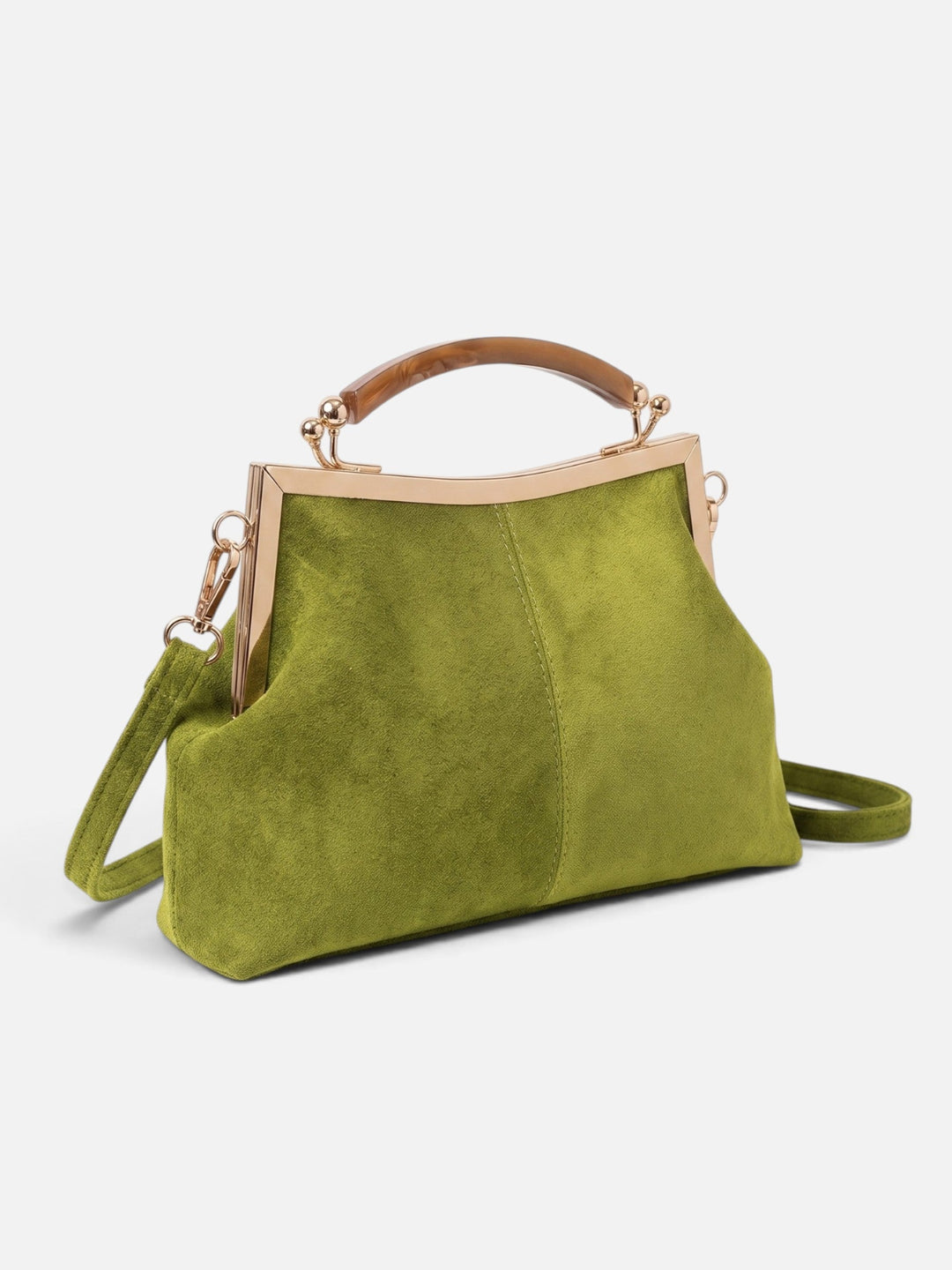 Crossbody Tas voor Dames in Suèdelook met Goudkleurige Sluiting