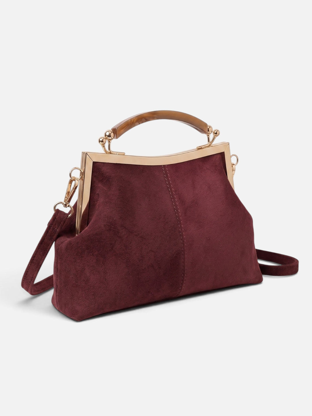 Crossbody Tas voor Dames in Suèdelook met Goudkleurige Sluiting