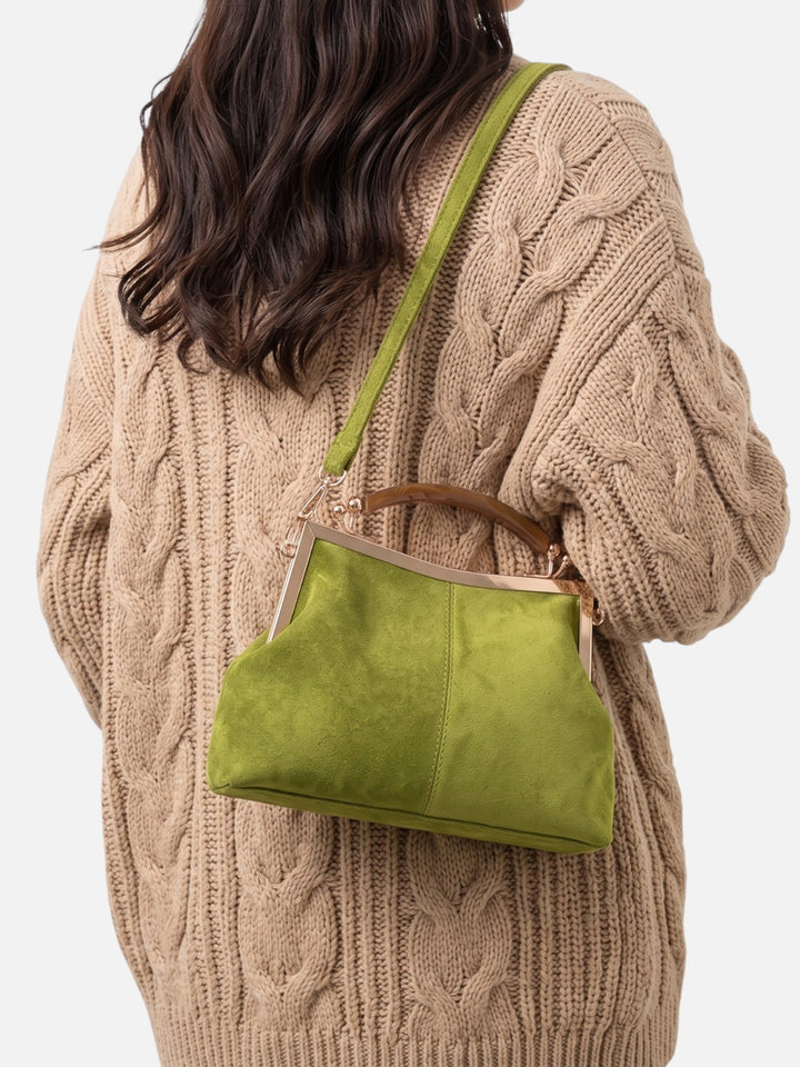 Crossbody Tas voor Dames in Suèdelook met Goudkleurige Sluiting