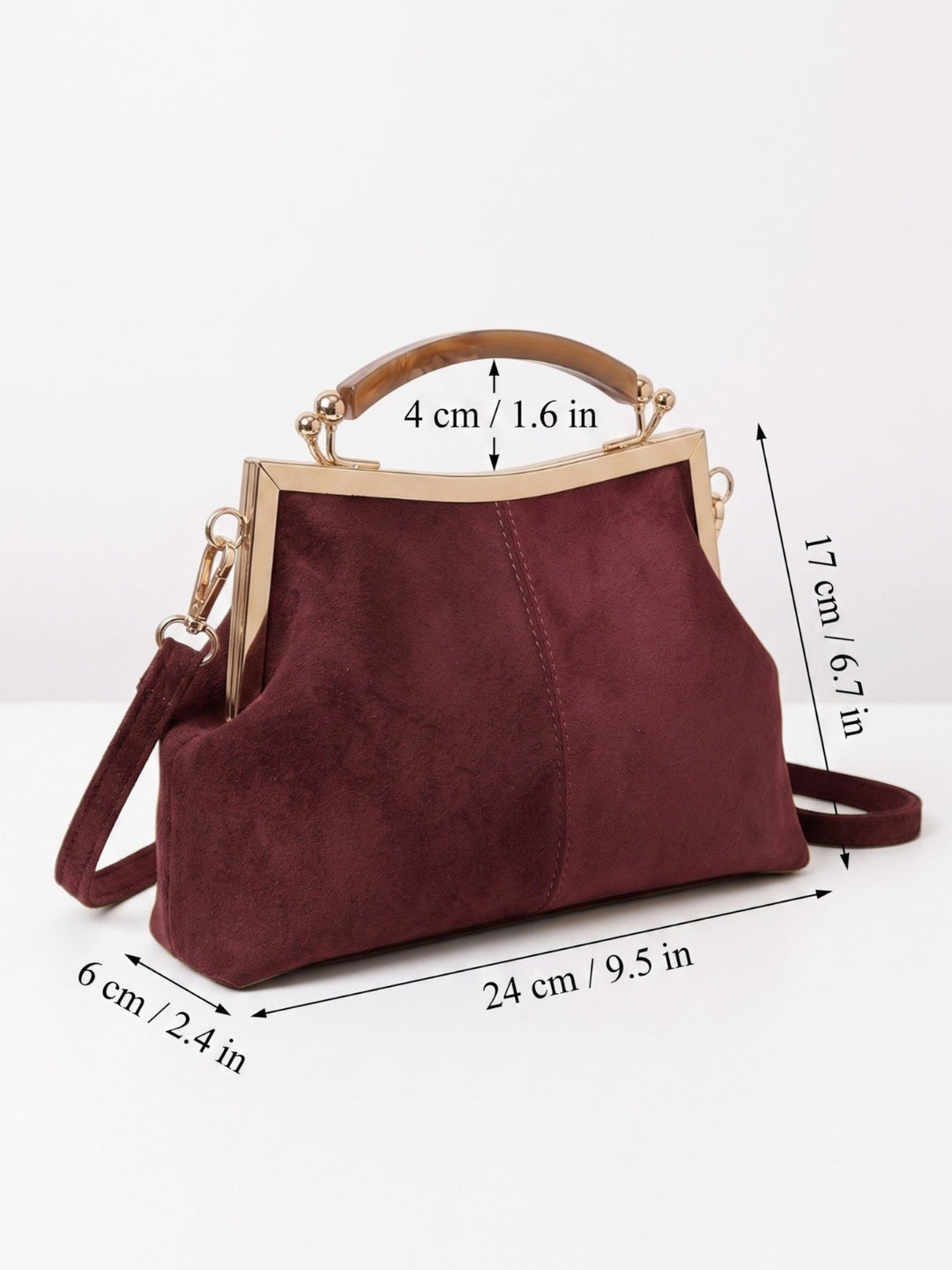 Crossbody Tas voor Dames in Suèdelook met Goudkleurige Sluiting