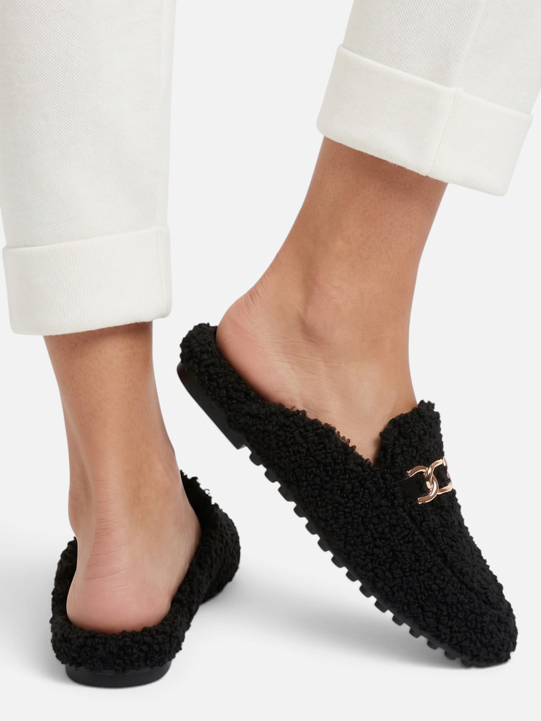Sherpa Loafer Muiltjes voor Dames met Ketting