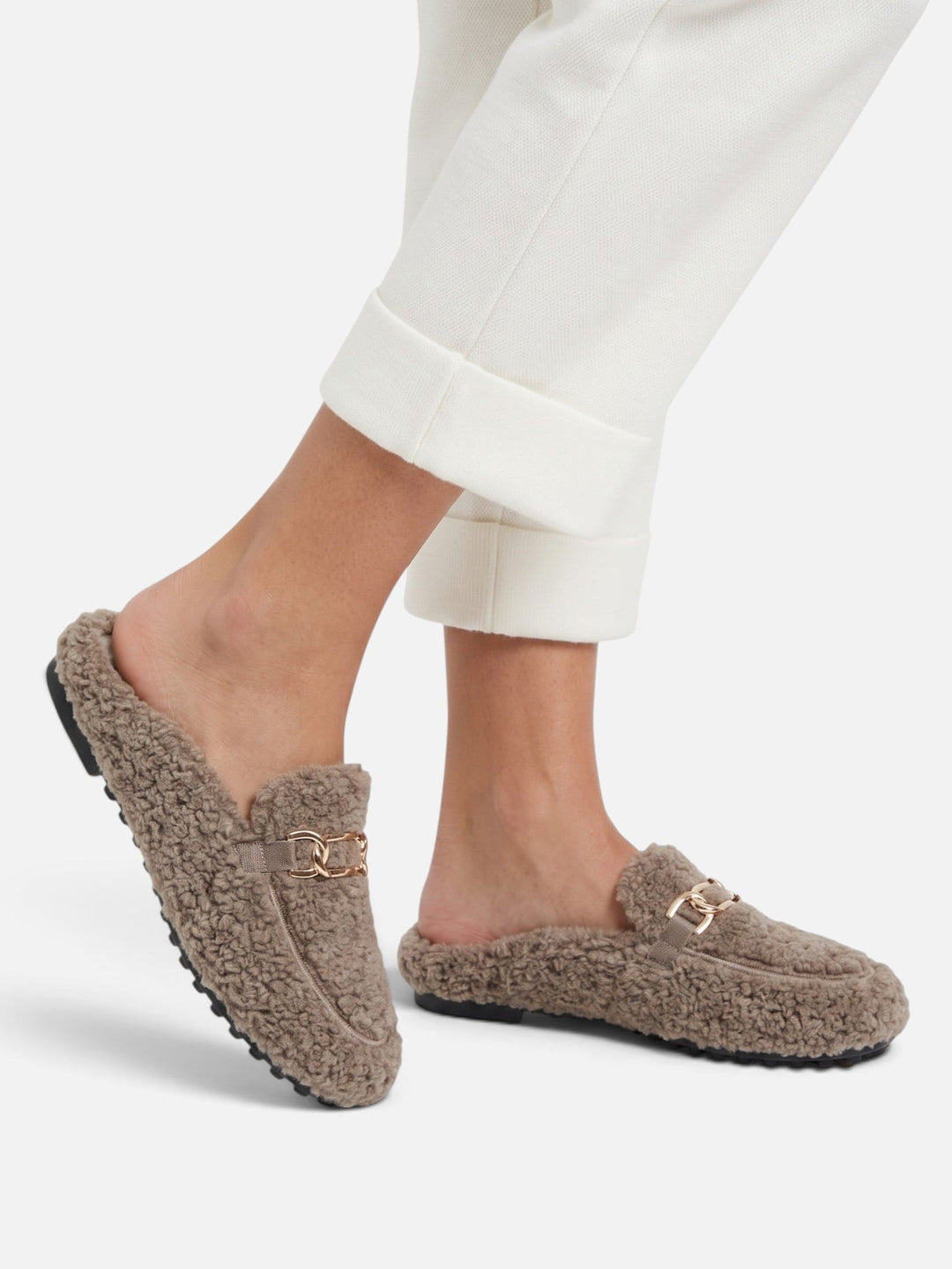 Sherpa Loafer Muiltjes voor Dames met Ketting